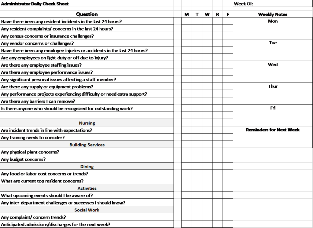 executive assistant daily checklist